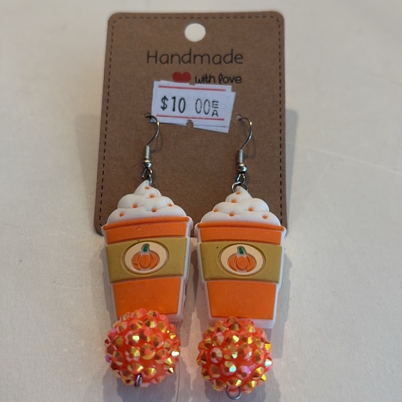 Handmade Pumpkin Spice Latte Earrings - Picture 5 of 14